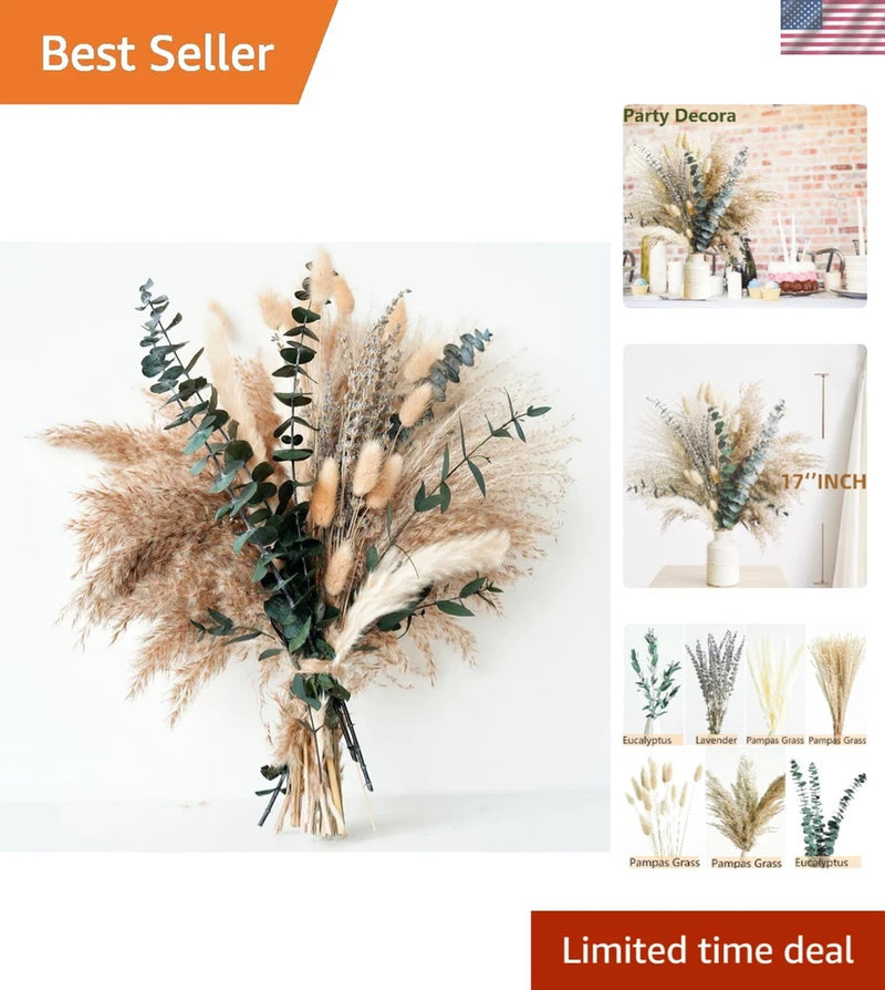 Dried Flower Bouquet Pampas Grass Lavender Eucalyptus Rustic Decor Boho Home ... Dried Flower