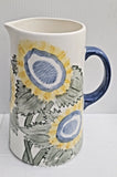 Eddie Bauer Pitcher With Sunflower Design And Blue Accents Sunflower
