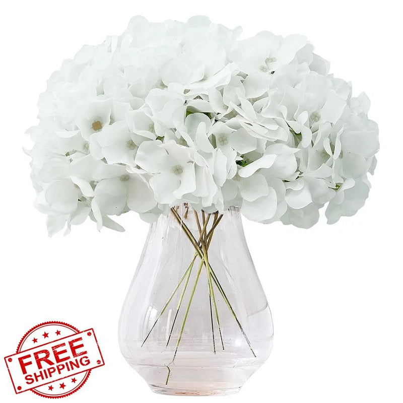 KISLOHUM White Hydrangea Silk Flowers 10 Heads, Wedding Floral Decor Hydrangea