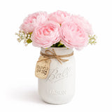 Pink Peony Custom Tag Mason Jar Arrangement Baby Shower Centerpiece Home Decor Peony