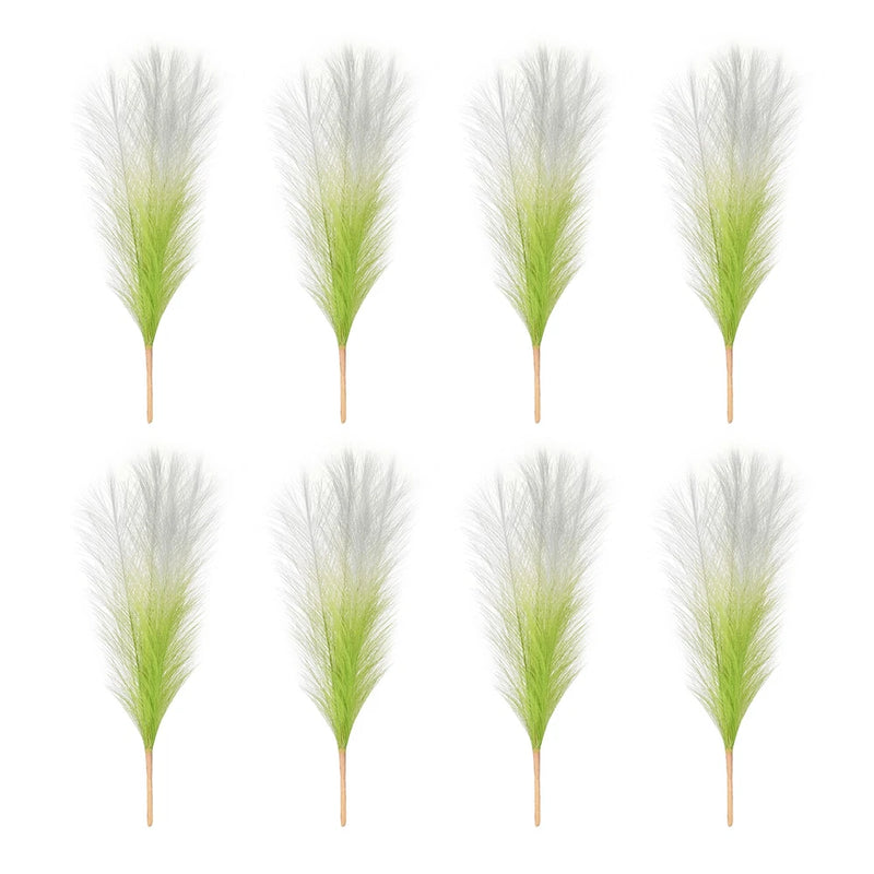 8 Pcs 17 Inch Faux Pampas Grass Artificial Boho Decor Gradient Light Green Dried Flower