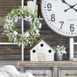 NEW~RAZ Imports~20" Cotton Boll & Floral Wreath~Spring/Summer/Easter/Blue Flower Hydrangea