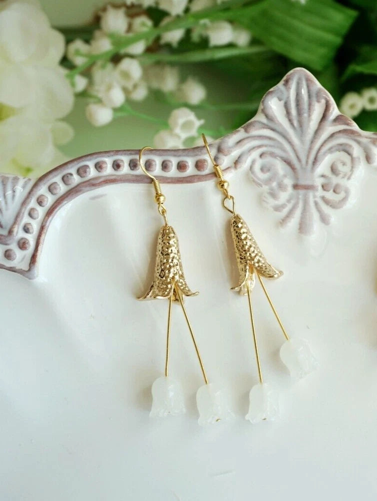 Handmade lily of the valley earrings for women flower earrings dangle earrings Lily