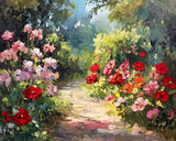 Garden with blooming carnations oil painting 8x10 Print Carnation