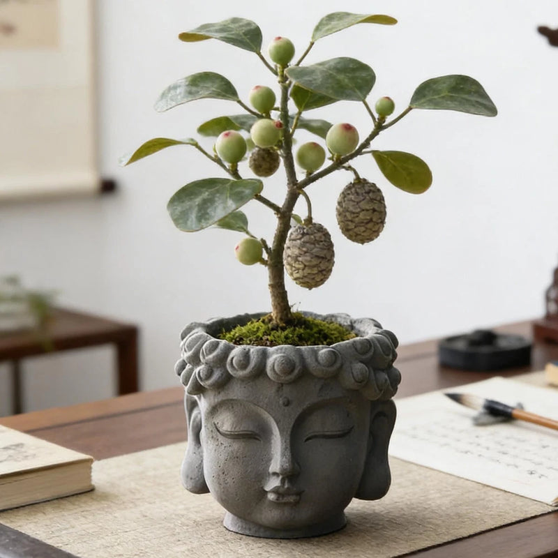 Buddha Head Flower Pot Organizer Ornaments Plant Pot for Garden Office Desk Garden Plants