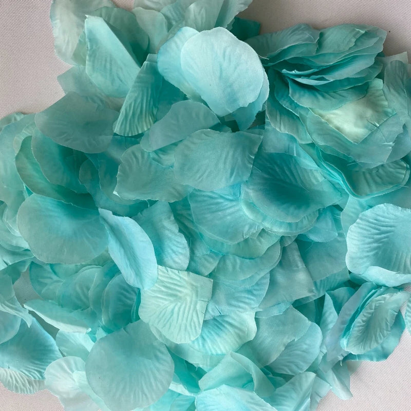 Spa blue silk rose petals, scattered artificial flower petals for wedding decor