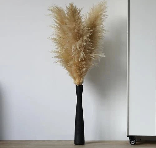 AETVRNI 16" Tall Black Ceramic Vase,Floor Vase for Pampas Black 40cm Pampas Grass