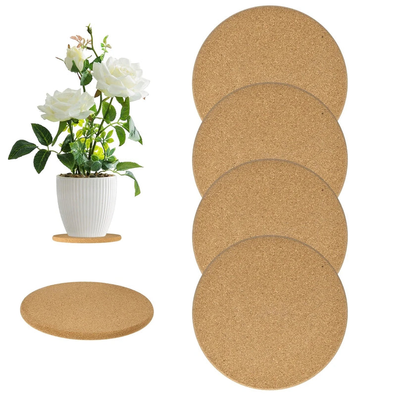 4-Pack Cork Plant Coasters, 6.3 Inch Cork Plant Mats for Garden [Wood Color] Garden Plants
