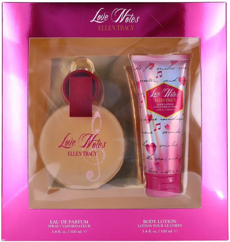 Love Notes by Ellen Tracy Women Set: EDP Spray + Body Lotion 3.4oz + 3.4oz New EDP