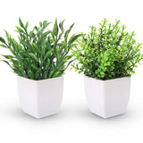 2 Pack Potted Fake Plants Mini Artificial Plants for Home Office Table Room Green Plant