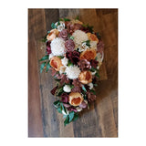 Fall Bridal Bouquet Cascading Sola Wood Burnt Orange Burgundy Wedding Flowers Bouquet