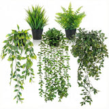 5 Pack Fake Plants for Wall Home Room Office,Artificial Hanging Plants,Small ... Green Plant