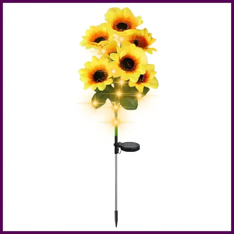 7 Heads LED Solar Simulation Sunflower Light Garden Yard Lawn Night Lights Sunflower