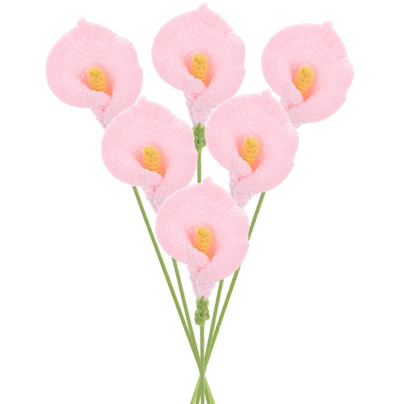 6-Pack Crochet Flowers,  Artificial Calla Lily Flowers[Pink] Lily