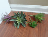 4 Pcs Mix Artificial Succulents Plants Agave Big Snow Lotus Grass Green Plant