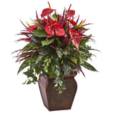 Nearly Natural Anthurium Mixed Plant with Planter Green Plant