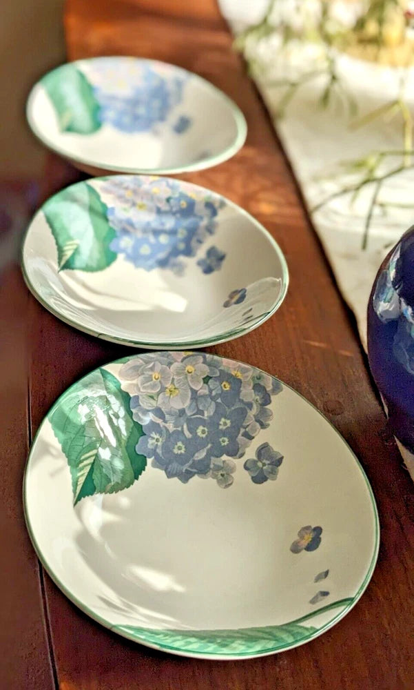 Sango Southampton Oval Salad Soup Bowls Hydrangea Flower Larry Laslo Korea Set 3 Hydrangea