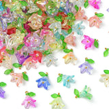150pcs Gradient Color Transparent Acrylic Flower Pendants Lily Charm for Jewelry Lily