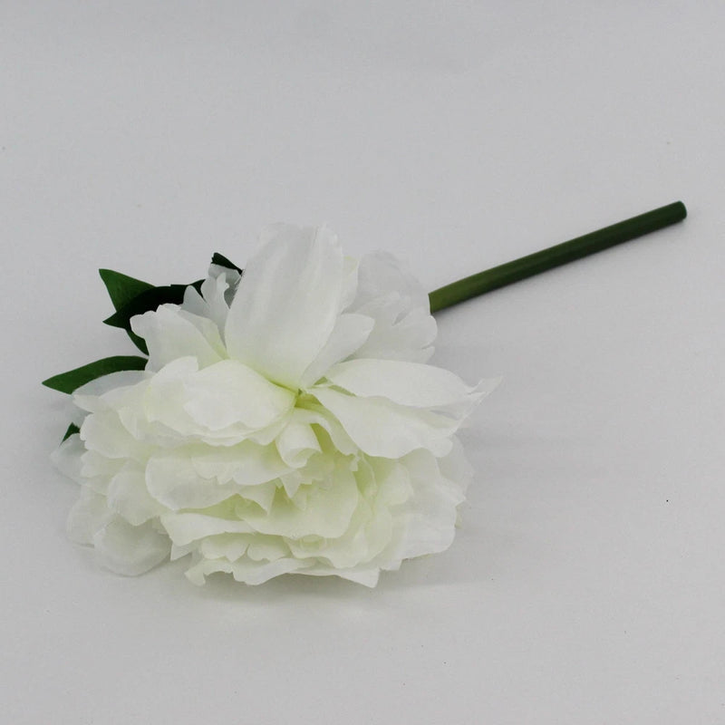 Real Deals Single Artificial White Silk Peony Stem Peony