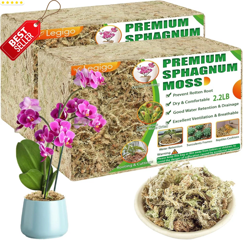 4.4LBS Sphagnum Moss 80QT Long Fiber Orchid Potting Mix Succulent Reptile - US Orchids