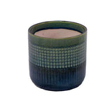 (Set of 3) Modern Green Grid Ceramic Planter for Patio, Garden, Windowsill Garden Plants