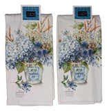 Set of 2 Bohemian Blue HYDRANGEA BOUQUET Terry Kitchen Towels by Kay Dee Designs Bouquet