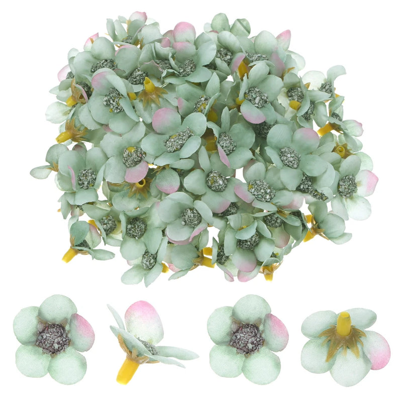 100-Pack Artificial Flower Heads, Mini Silk Faux Daisy Flowers DIY [Dark Green] Daisies