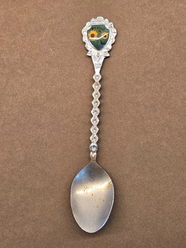 Vintage Kansas Souvenir Spoon US Collectible Sunflower State Flower 4.75" Sunflower