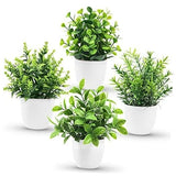 Faux Plants Indoor, 4 Pack Small Fake Plants Mini Artificial Plants in Green Green Plant