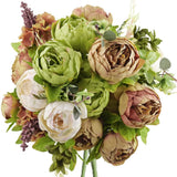 Rustic Brown, Beige & Green Artificial Peony Bouquets, 2 Silk Flower Bundles ... Hydrangea