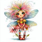 Kooky Fairies - Fabric Art Quilt Block -  Whimsical - 100% Cotton -109855 Flowering Plants
