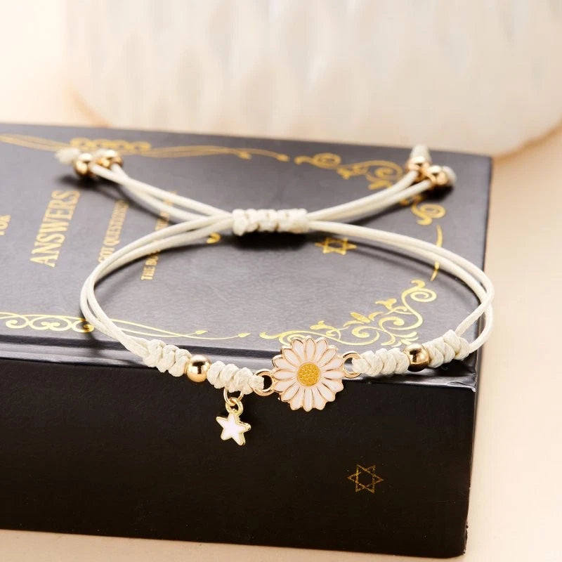 Fashion Braided Daisy Sunflower Flower Bracelet Bangle Women Lucky Jewelry Gift Sunflower