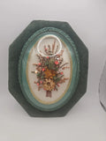 *VINTAGE* Cideart Dried Flower Domed Glass Wall Art Made In Belgium - Green MCM Dried Flower