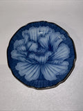 Tetsusaburo Kiln? HandPainted Cobalt Blue & White Lotus/Peony Flower Plate 4.75Ó Peony