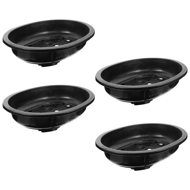 4PCS Plastic Flowerpots Decorative Gardening Oval Bonsai Large Planting Pots Garden Plants