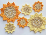 Sunflowers crochet coaster ukrainian flowers hand crochet aplique home decor Sunflower