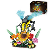 Insect Sunflower Flower Building Blocks Bee Potted Model Bricks Creative Gifts Sunflower