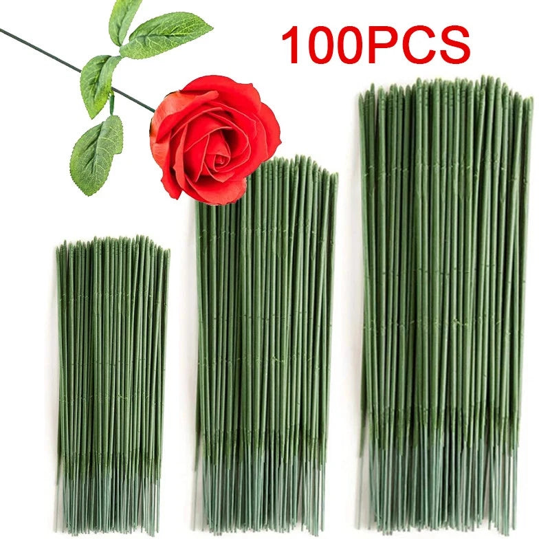 100PCS Artificial Flower Stems Plastic Support Rods for Rose Hydrangea Head DIY Hydrangea