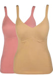 Rhonda Shear 2-pack Molded Cup Cami Tank Top Beige/Rose Roses