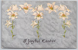 A Joyful Easter~Lily Flowers On Light Blue Background~Embossed~Vintage Postcard Lily