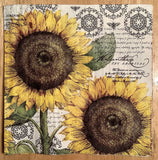 TWO Sunflower Sunflowers Floral Yellow Flowers Paper Napkins Decoupage Sunflower