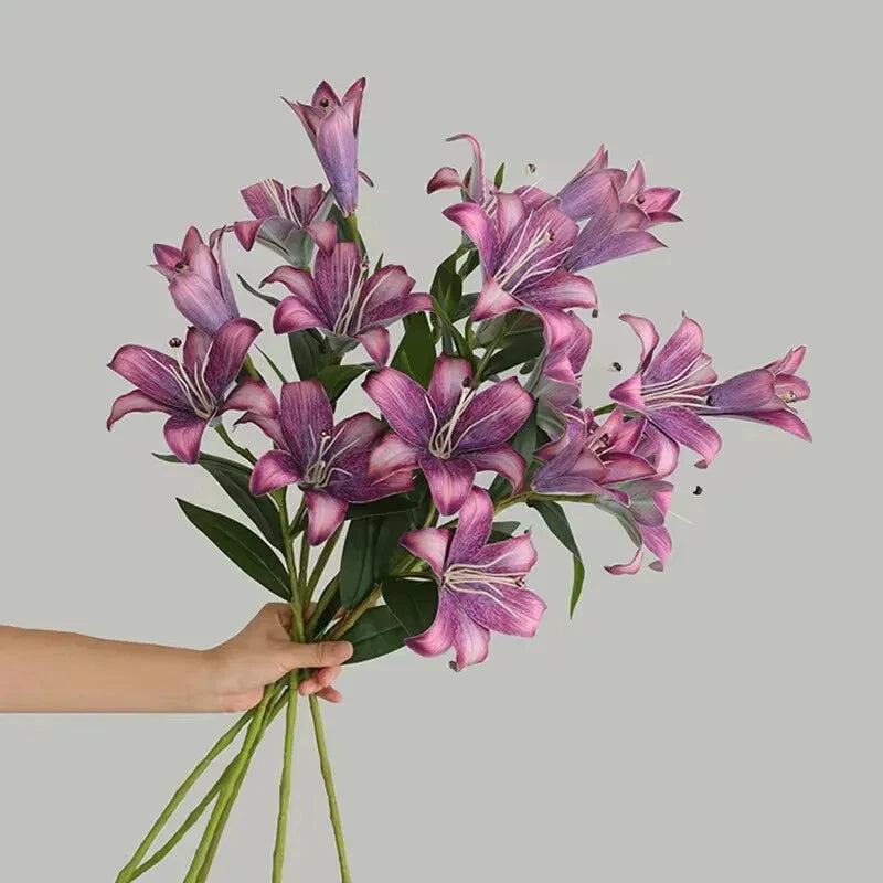 72cm 3 Heads Lily Branch Artificial Flowers Home Party Decoration Fake Floral Lily