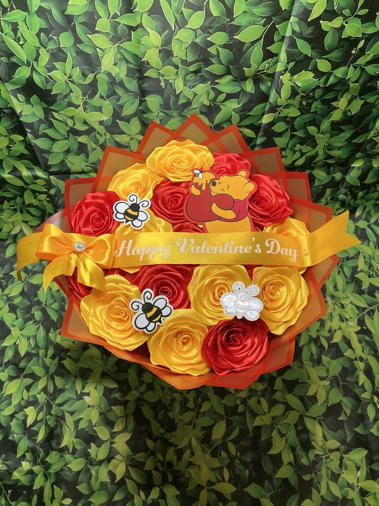 Winnie The Pooh Rose Bouquet 18 Artificial Silk Flowers Bouquet