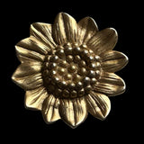 VTG Gold Tone Sunflower Pin Brooch Statement Textured Etched 2