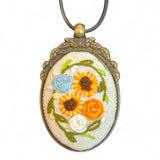 Sunflowers & Roses Handmade Embroidery Pendant Sunflower