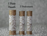 3pc Twine Burlap Lace Wedding Bouquet Holder Bride DIY For Silk Sola Flowers Bouquet