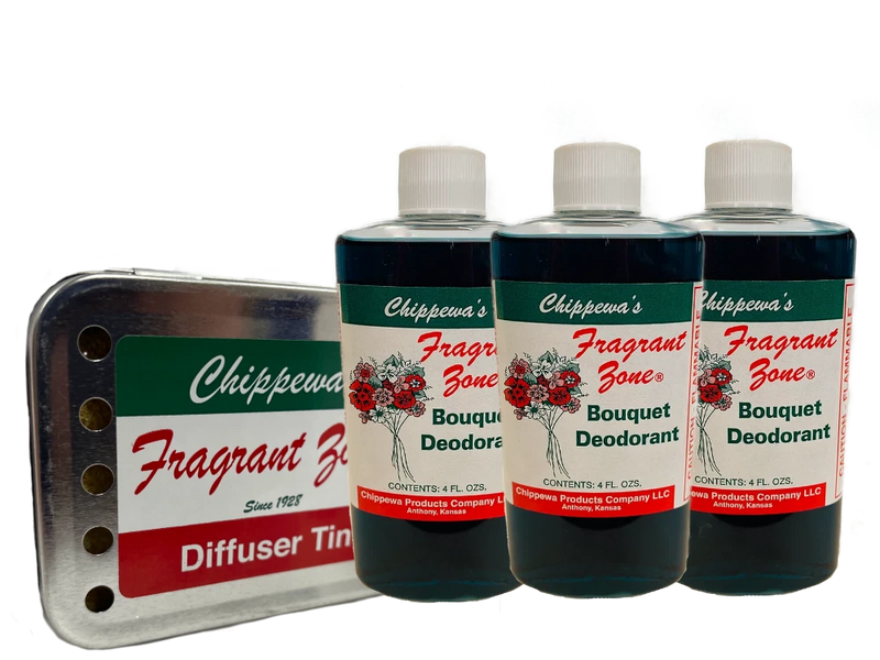 FRAGRANT ZONE-Bouquet Bundle Odor Eliminator Set (3 Bottles + 1 Diffuser Tin) Bouquet