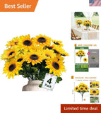 28Pcs Sunflowers Artificial Flowers for Outdoors Summer Decor, 4 Pack Fake Fl... Sunflower
