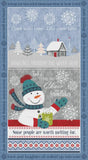 Nordic Cabin ~ Snowman, Winter, Christmas, Holiday Quilt Panel ~ Benartex ~ 24" Flowering Plants