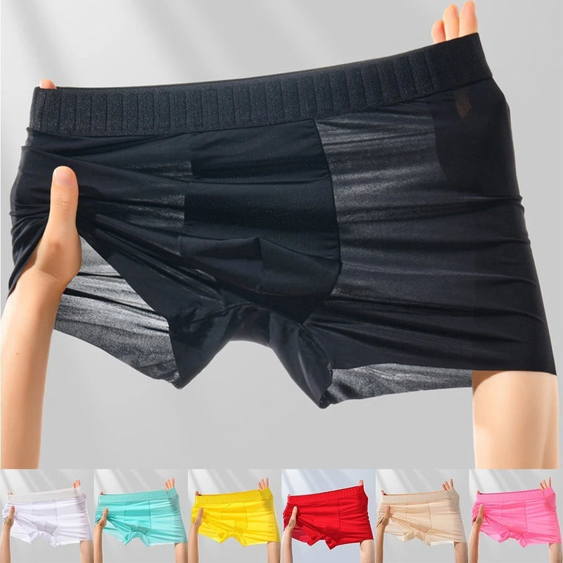 Mens Soft Breathable Boxer Briefs Elastic Ice Silk Low Waist Underwear Roses